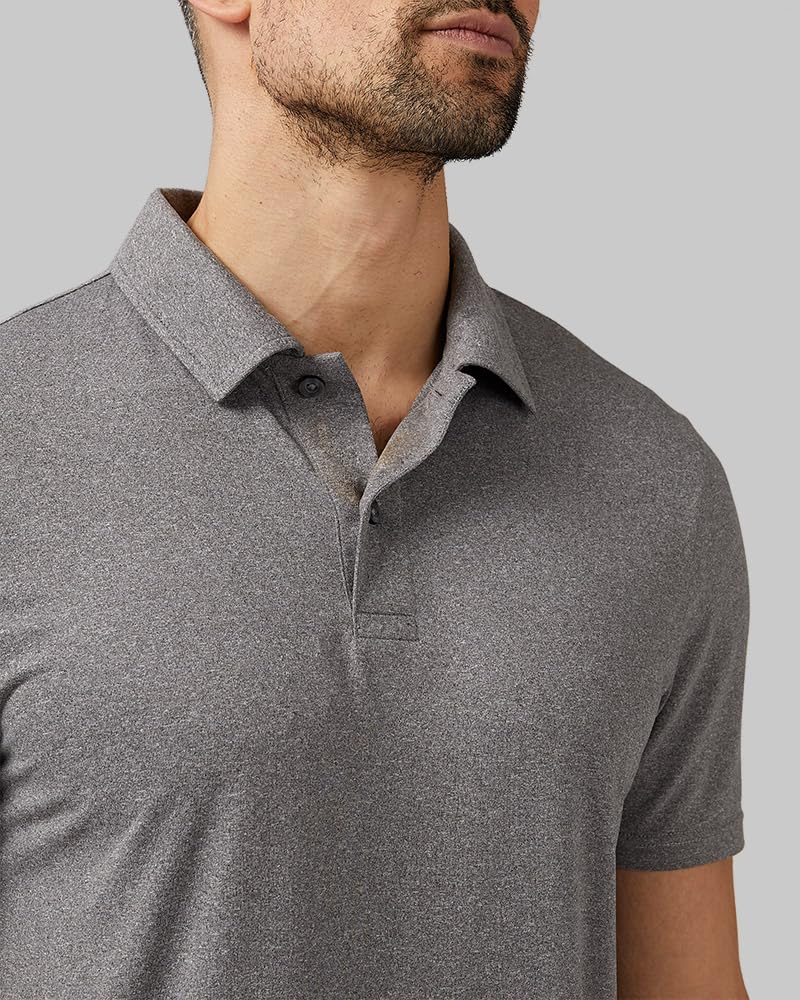 32 Degrees Men's Cool Classic Polo| Slim Fit | Moisture Wicking | 4-Way Stretch |Golf | Tennis, Grey Heather, Large - Image 2
